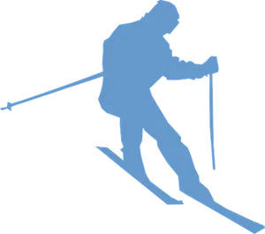 Silhouette Skier Action Pose PNG Image