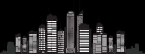 Silhouette Skyline Nighttime PNG image with transparent background