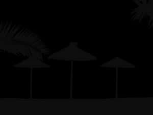 Silhouetted Beach Umbrellasat Night PNG image with transparent background