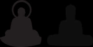 Silhouetted Buddha Figures PNG image with transparent background