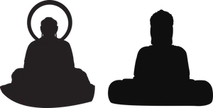 Silhouetted Buddha Figures PNG Image