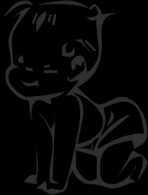 Silhouetted Cartoon Character PNG with transparent background