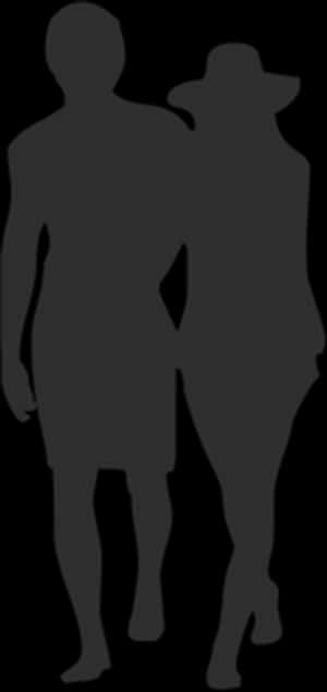 Silhouetted Couple Standing Together PNG with transparent background