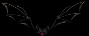 Silhouetted Flying Bat PNG image with transparent background