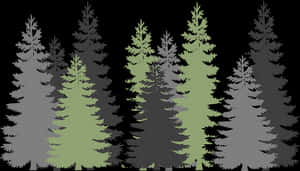 Silhouetted Forest Vector Illustration PNG