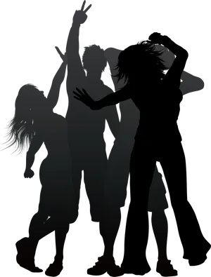 Silhouetted Group Celebration PNG Image