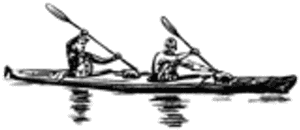 Silhouetted Kayakersat Dusk PNG image with transparent background