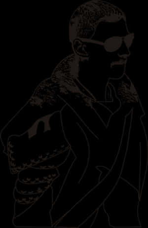 Silhouetted Manin Jacketand Sunglasses PNG image with transparent background