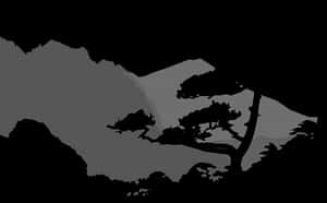 Silhouetted_ Mountain_and_ Tree_ Scene PNG image with transparent background