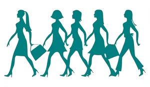 Silhouetted Women Walking In Style PNG Image