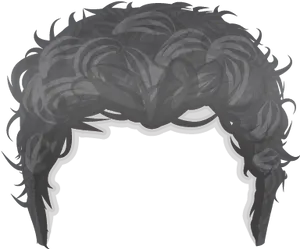 Silhouetteof Curly Hair Style PNG Image