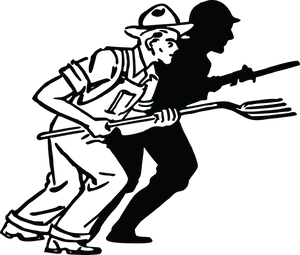 Silhouetteof Farmerwith Pitchfork PNG Image