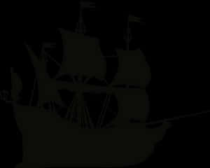 Silhouetteof Sailing Ship PNG image with transparent background