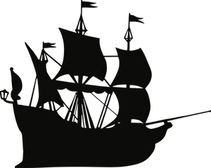 Silhouetteof Sailing Ship PNG Image