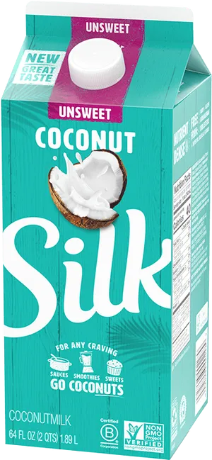 Silk Unsweetened Coconut Milk Carton PNG Image