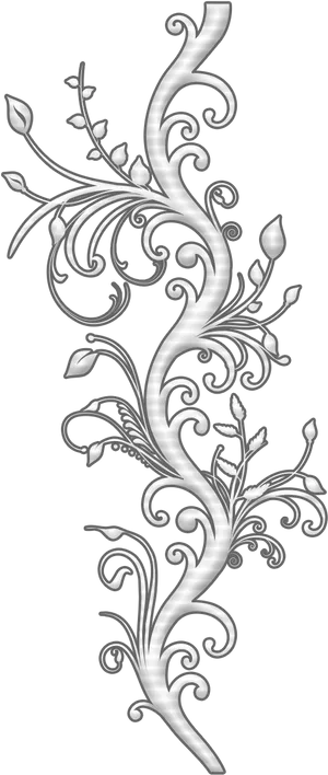 Silver Arabesque Floral Design PNG Image