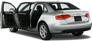 Silver Audi A4 Rear Viewwith Open Doors PNG Image