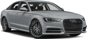 Silver Audi Sedan Profile View PNG Image