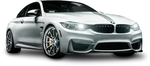 Silver B M W M4 Coupe Side View PNG Image