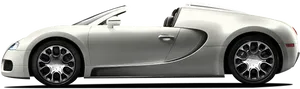 Silver Bugatti Veyron Convertible Side View PNG Image