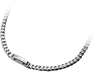 Silver Cuban Link Chainwith Clasp PNG Image