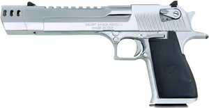 Silver Desert Eagle Pistol PNG Image