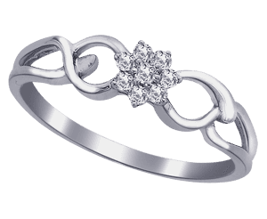 Silver Diamond Cluster Ring PNG image with transparent background