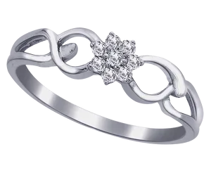 Silver Diamond Cluster Ring PNG Image