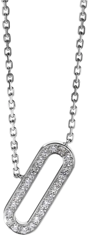 Silver Diamond Paperclip Pendant Chain PNG Image