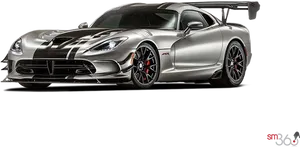 Silver Dodge Viper A C R Extreme Aero Package PNG Image