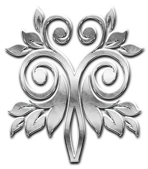 Silver Floral Emblem Design PNG Image