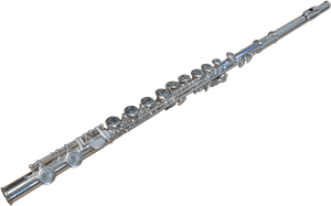 Silver Flute Instrument PNG image with transparent background