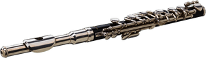 Silver Flute Isolatedon Teal Background PNG image with transparent background