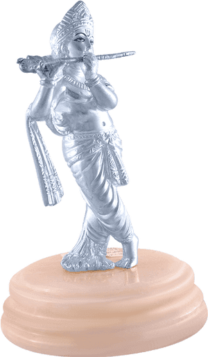 Silver Flute Player Statue PNG image with transparent background