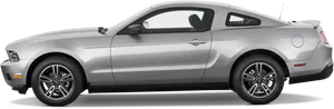 Silver Ford Mustang Side View PNG Image