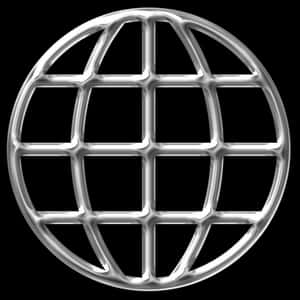 Silver Grid Sphere Design PNG image with transparent background