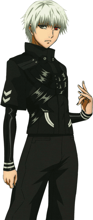 Silver Haired Anime Character Black Uniform PNG image with transparent background