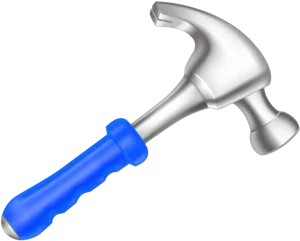 Silver Hammerwith Blue Handle PNG Image