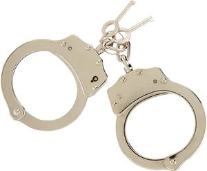 Silver Handcuffswith Keys PNG Image