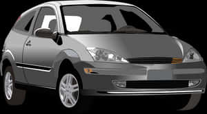 Silver Hatchback Car Illustration PNG image with transparent background