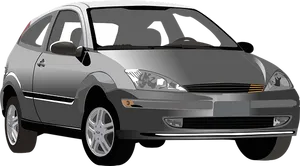 Silver Hatchback Car Illustration PNG Image