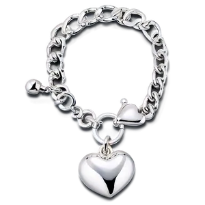 Silver Heart Bracelet Png 06282024 PNG Image