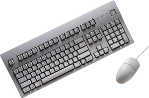 Silver Keyboardand Mouse Setup PNG Image