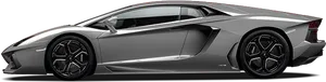 Silver Lamborghini Aventador Side View PNG Image