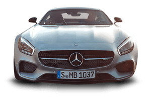 Silver Mercedes Benz Front View PNG image with transparent background