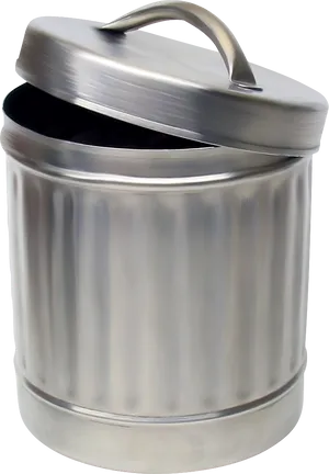 Silver Metal Trash Canwith Lid PNG Image