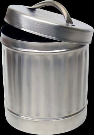 Silver Metal Trash Canwith Lid PNG image with transparent background