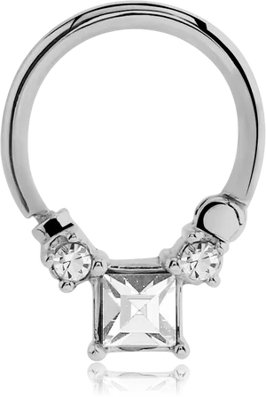 Silver Nose Ringwith Diamonds.png PNG Image