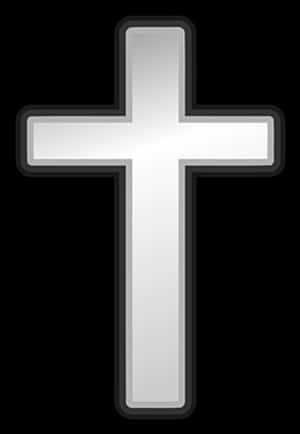 Silver Outlined Black Cross PNG with transparent background