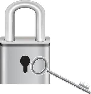 Silver Padlockand Key.png PNG Image